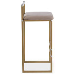 Paris Prix Tabouret De Bar Velours "Dakota" 80cm Taupe & Or