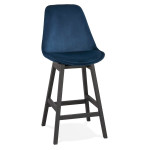 paris prix Tabouret de Bar Velours "Minor" 103cm Bleu & Noir