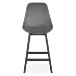 Paris Prix Tabouret De Bar Velours "Minor" 103cm Gris & Noir
