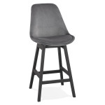 paris prix Tabouret de Bar Velours "Minor" 103cm Gris & Noir