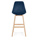 Paris Prix Tabouret De Bar Velours "Nesa" 113cm Bleu & Naturel