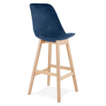 Paris Prix Tabouret De Bar Velours "Nesa" 113cm Bleu & Naturel