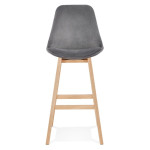 Paris Prix Tabouret De Bar Velours "Nesa" 113cm Gris & Naturel