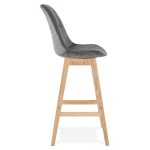 Paris Prix Tabouret De Bar Velours "Nesa" 113cm Gris & Naturel