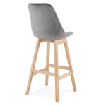 Paris Prix Tabouret De Bar Velours "Nesa" 113cm Gris & Naturel