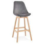 paris prix Tabouret de Bar Velours "Nesa" 113cm Gris & Naturel