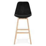 Paris Prix Tabouret De Bar Velours "Nesa" 113cm Noir & Naturel