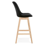 Paris Prix Tabouret De Bar Velours "Nesa" 113cm Noir & Naturel