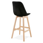 Paris Prix Tabouret De Bar Velours "Nesa" 113cm Noir & Naturel