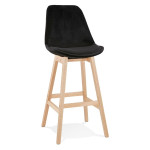 paris prix Tabouret de Bar Velours "Nesa" 113cm Noir & Naturel