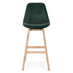 Paris Prix Tabouret De Bar Velours "Nesa" 113cm Vert & Naturel
