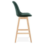 Paris Prix Tabouret De Bar Velours "Nesa" 113cm Vert & Naturel