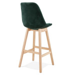 Paris Prix Tabouret De Bar Velours "Nesa" 113cm Vert & Naturel