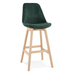 paris prix Tabouret de Bar Velours "Nesa" 113cm Vert & Naturel