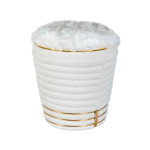 Paris Prix Tabouret Déco En Tissu "Doric" 50cm Blanc & Or