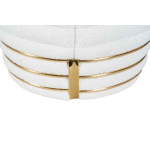 Paris Prix Tabouret Déco En Tissu "Doric" 50cm Blanc & Or
