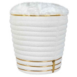 paris prix Tabouret Déco en Tissu "Doric" 50cm Blanc & Or
