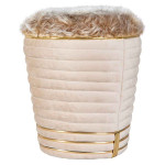paris prix Tabouret Design en Tissu "Doric" 50cm Beige & Or