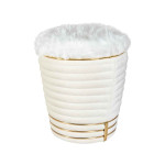 Paris Prix Tabouret Design En Tissu "Doric" 50cm Ivoire & Or