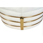 Paris Prix Tabouret Design En Tissu "Doric" 50cm Ivoire & Or