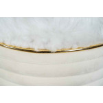 Paris Prix Tabouret Design En Tissu "Doric" 50cm Ivoire & Or