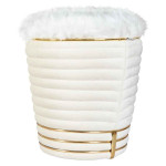 paris prix Tabouret Design en Tissu "Doric" 50cm Ivoire & Or