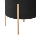 Paris Prix Tabouret Design En Velours "Living" 40cm Noir & Or