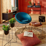 Paris Prix Tabouret Design En Velours "Living" 40cm Noir & Or