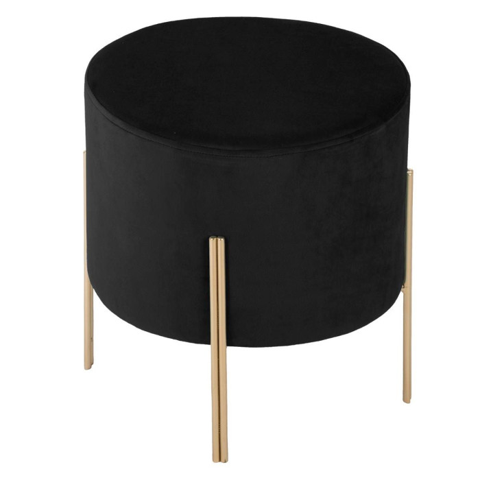 Paris Prix Tabouret Design En Velours "Living" 40cm Noir & Or