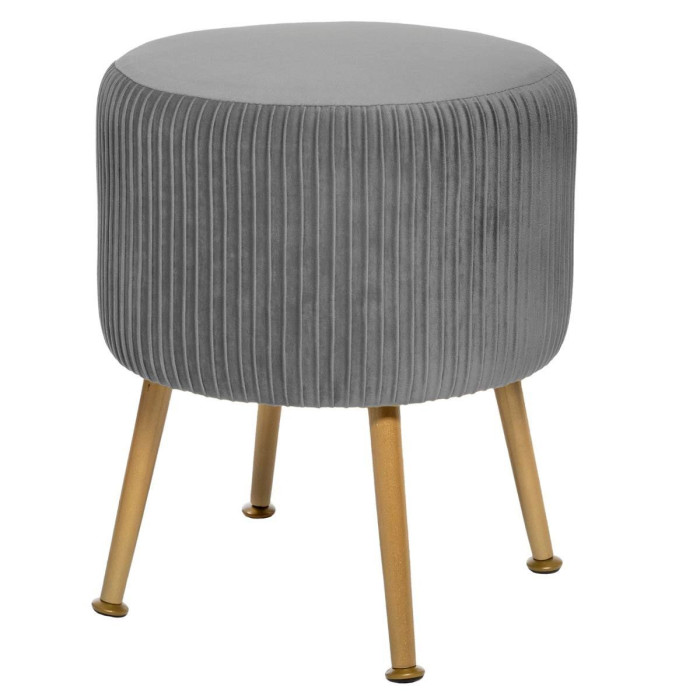 Paris Prix Tabouret Design En Velours "Solaro" 41cm Gris