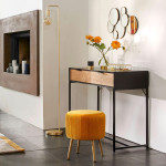 Paris Prix Tabouret Design En Velours "Solaro" 41cm Jaune