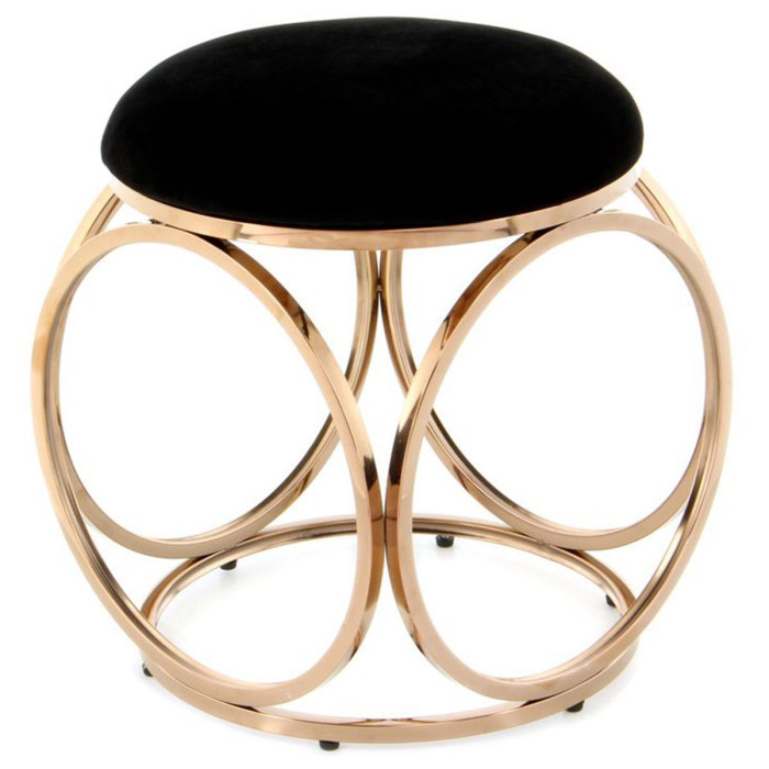 Paris Prix Tabouret Design "Whitney" 45cm Noir & Or Rose