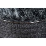 Paris Prix Tabouret En Tissu "Doric" 50cm Anthracite & Argent