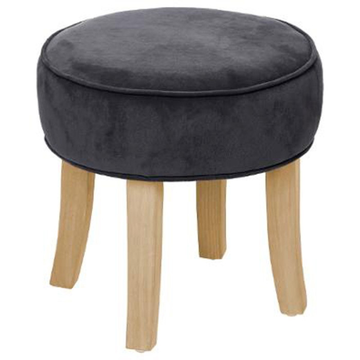 Paris Prix Tabouret En Velours "Adriel" 35cm Gris Foncé