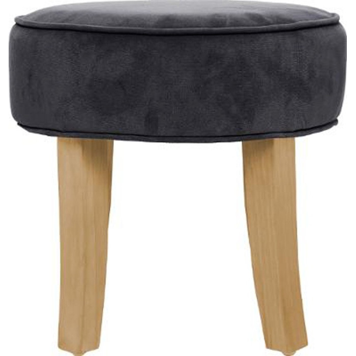 Paris Prix Tabouret En Velours "Adriel" 35cm Gris Foncé