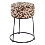 paris prix Tabouret en Velours "Motif Léopard" 46cm Marron
