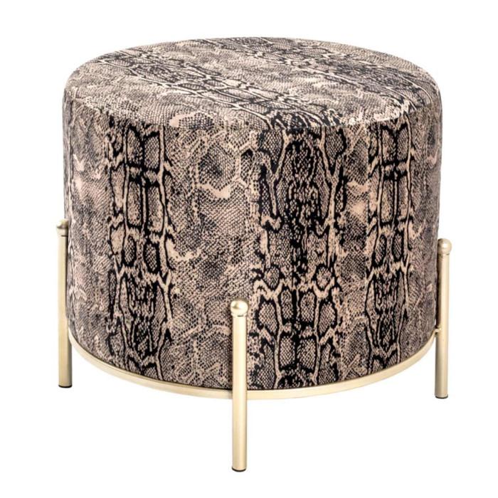 Paris Prix Tabouret En Velours "Motif Serpent" 35cm Marron