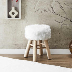 Paris Prix Tabouret Imitation Fourrure "Curtis" 40cm Blanc
