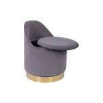 Paris Prix Tabouret Pivotant En Velours "Viktor" 68cm Gris