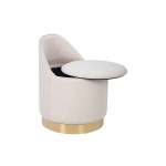 Paris Prix Tabouret Pivotant En Velours "Viktor" 68cm Ivoire