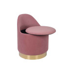 Paris Prix Tabouret Pivotant En Velours "Viktor" 68cm Rose