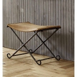 Paris Prix Tabouret Pliable En Cuir "Rodéo" 58cm Marron