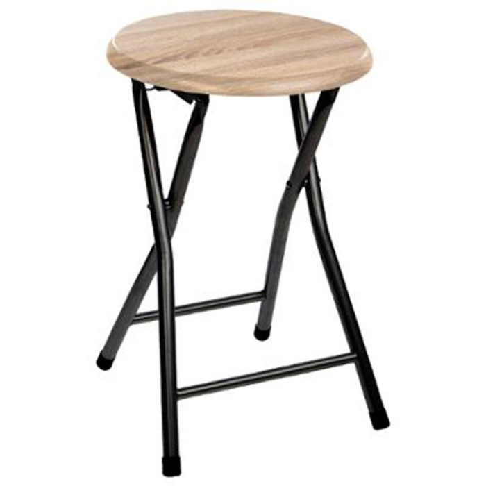 Paris Prix Tabouret Pliant "Utilitaire" 46cm Noir & Naturel