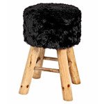 paris prix Tabouret Rond Imitation Fourrure "Josie" 45cm Noir