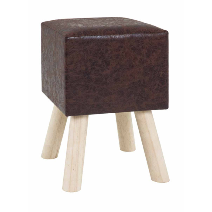 Paris Prix Tabouret Vintage Aspect Cuir "Teora" 45cm Marron