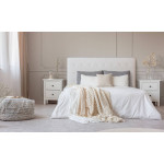 Paris Prix Tête De Lit Capitonnée Bouclette "Amor" 180cm Crème