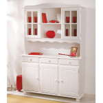 paris prix Vaisselier 3 Portes en Bois Massif "Alienor" 198cm Blanc