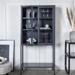 Paris Prix Vitrine 2 Portes En Verre "Misha" 150cm Gris