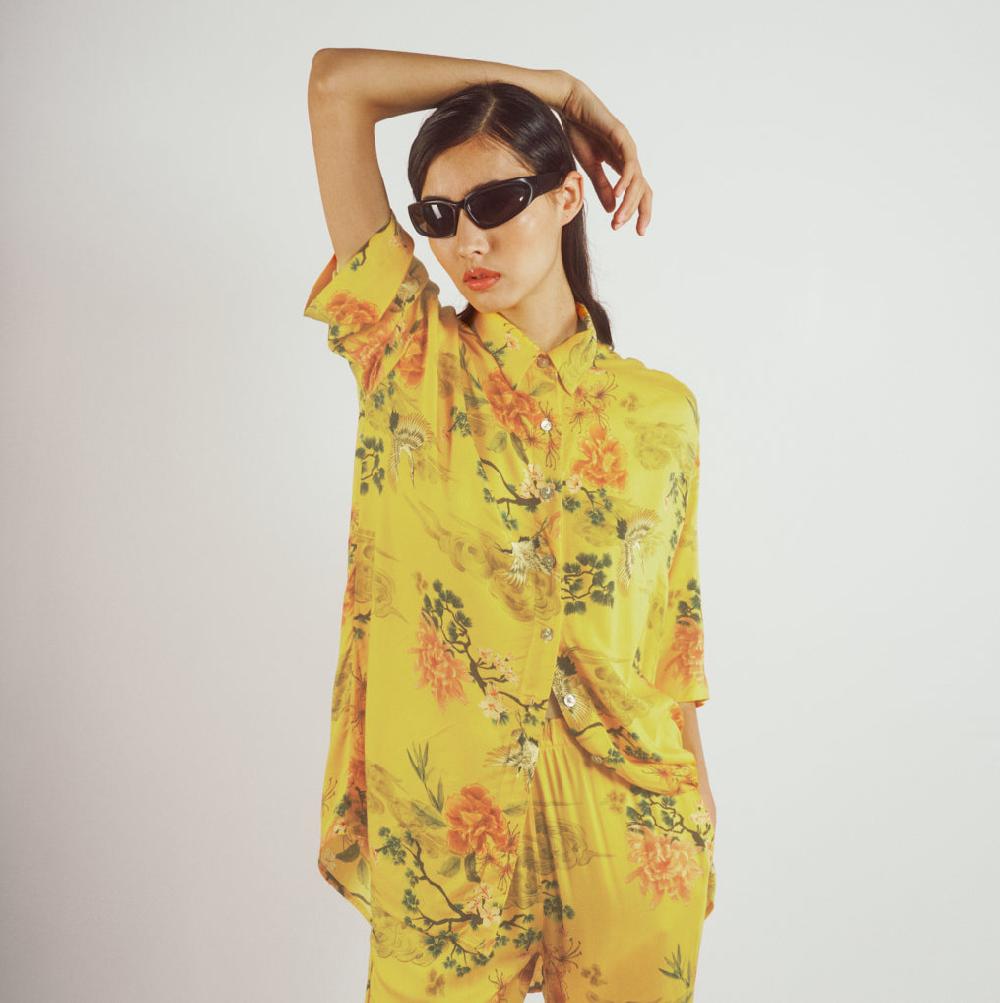 Parisienne Et Alors Chemise Imprimée DELIGNY Imp. Jaune