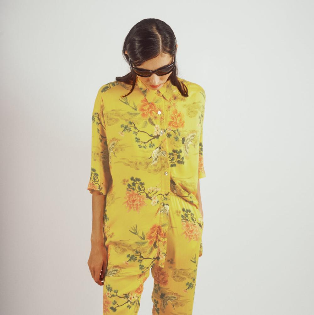 Parisienne Et Alors Chemise Imprimée DELIGNY Imp. Jaune